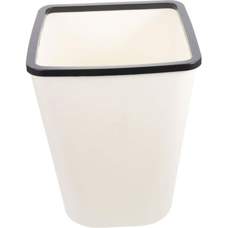 Poubelle en Plastique Blanc Carrée sans Couvercle de Bureau (1/5)