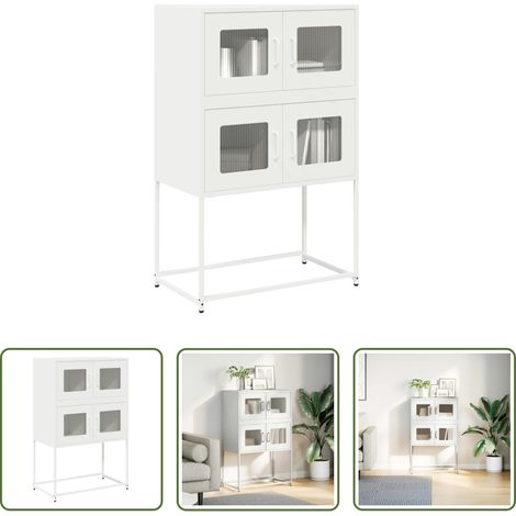 Stahl Schrank - Highboard Weiß 68x39x107 cm Stahl (1/5)