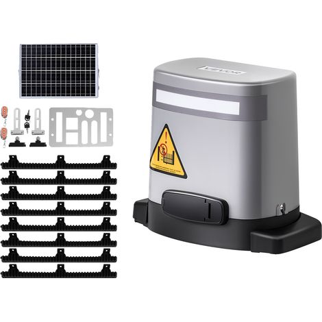 Abrepuertas automático VEVOR de 600 kg, sensor fotoeléctrico infrarrojo, 2 mandos a distancia, velocidad 1188,7 cm/min, 280 W (CA+Solar) (1/2)