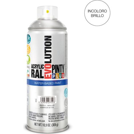 PINTURA EN SPRAY PINTYPLUS EVOLUTION WATER-BASED 520cc B199 BARNIZ BRILLO (1/2)
