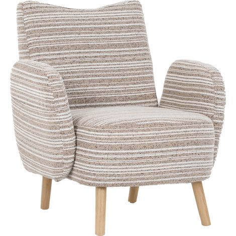 Fauteuil De Lecture avec Poche Latérale Confort Ergonomique Pieds en Bois Massif en Bouclé Kaki