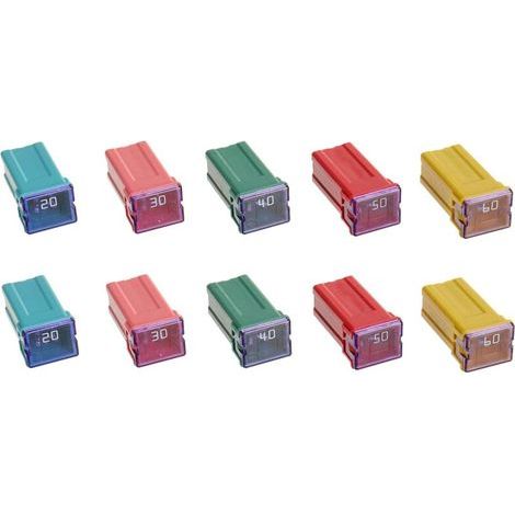 Fusible Assortiment 20A 30A 40A 50A 60A Kit de Fusibles en Forme de Boîte à Profil Haut pour Camions & Voitures (Lot de 10, 2 pour chaque Ampérage) (1/5)