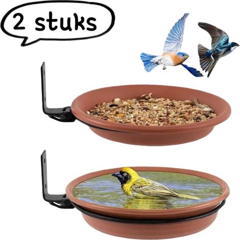 Mangiatoia per uccelli in 2 pezzi - Vaschetta per uccelli da esterno sospesa - Accessorio da giardino - Repellente per colibrì - Due vaschette per uccelli (17 cm + 20 cm) - Colori assortiti (1/5)