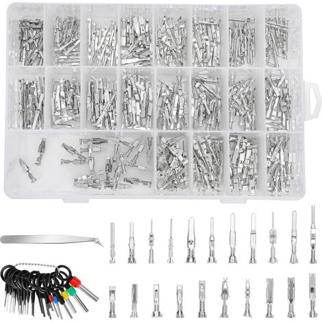 RHG Bornes de connecteur automobile, 21 types – 420 pièces, 1/1,5/1,8/2/2,2/2,3/2,8/3,5 mm, bornes de fil électrique de voiture, broches de fil mâle et femelle, extracteur d'aiguilles à 18 broches
