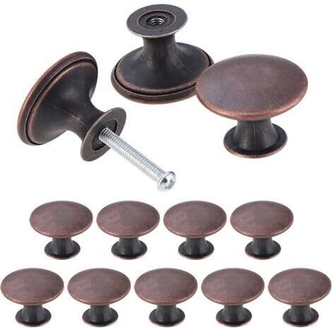 FENOPLASTICALot de 12 boutons de tiroir, poignées de cuisine vintage, poignées de meubles rondes, 30 mm, bronze rouge (1/4)