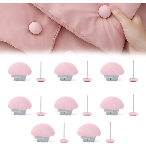 Clip de Couette, Clip de Housse de Couette, Plastique Couette Clip, Clip de Fixation Couette Anti-dérapant, Motif Champignon avec Boutons, pour Matelas Housse de Couette et Vêtements, 8 Pièces, Rose (1/5)