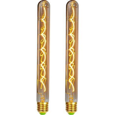 E27 300mm LED Tube Bulbs with Spiral Filament, Dimmable, Warm White 2000K for Chandeliers (1/5)