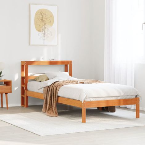 Estructura cama con cabecero madera pino marrón cera 75x190 cm vidaXL (1/5)