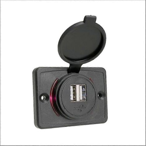 Prise USB 12 V, Prise USB 12 V, Ensemble prise USB, Prise double USB 3,1 A 12 V pour voiture, moto, caravane, camion (1/5)