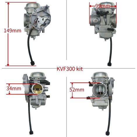 Compatible avec les carburateurs des quads KAWASAKI KVF300 4x4 et KFV300A 300B (1999-2000) (1/4)