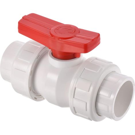 40mm ID Double Union Bille Vanne, PVC Prise Type Arrêt Vanne Interrupteur pour Eau Flux Contrôle, Blanc (1/5)