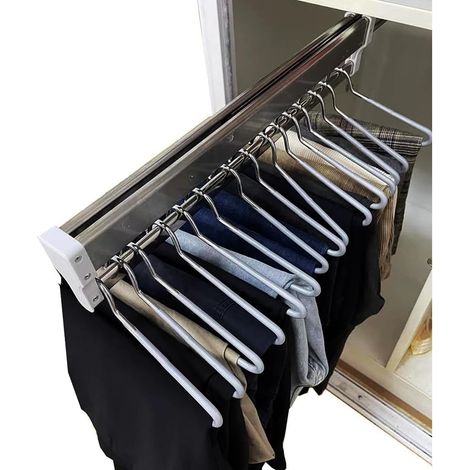 support tringle penderie Tringle à vêtements extensible avec 2 rails coulissants, tringle de placard coulissante réglable de 30 à 80 cm, porte-vêtements sur rail de garde-robe, porteuse de 25kg (70cm) (1/5)