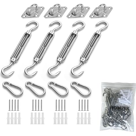 Kit de Fixation pour auvent de Jardin, Triangle et carré, rectangulaire, Accessoires de Fixation de Voile d'ombrage en Acier Inoxydable Robuste (1/5)