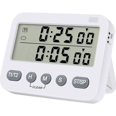 Minuteur de Cuisine, Electronique Magnétique Digital Numérique avec Alarme Sonore LCD Écran Compte à Rebours Support Aimanté outil de gestion du temps pour adultes (1/5)