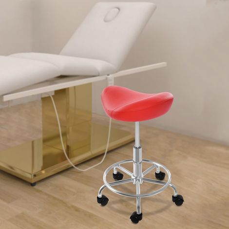 Selle chaise pivotante ascenseur Bar tabouret hauteur réglable ergonomique fauteuil roulant Design Bureau & Spa 360 degrés rotation 45 - 59 cm (rouge) (1/5)