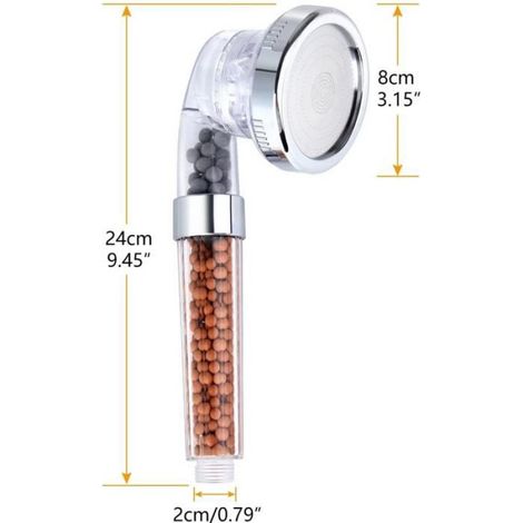 Pommeau De Douche - Filtre À Billes Minérales - 3 Modes Économie D'eau - Pression Renforcée - Pour Adultes Enfants Animaux - 1 Pièce (1/5)