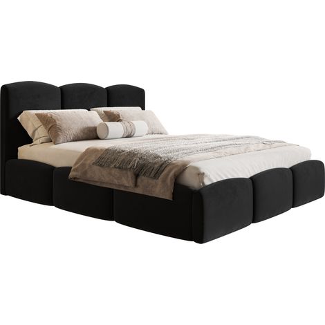 Lit double 200x200 Roma Slim - lit double avec rangement, cadre en métal - velvet Noir (Amor Velvet 4322) (1/5)