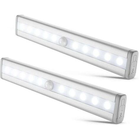 set of 2 LED night lights with motion detector, cabinet cupboard display lighting, LED strip, self-adhesive, powered by AAA batteries (not included) (1/4)