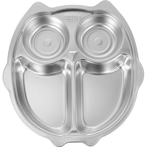 Unterteiltes Edelstahl-Esstablett, Lunch-/Snackteller – 24 x 22,5 x 4 cm – Silber (1/3)