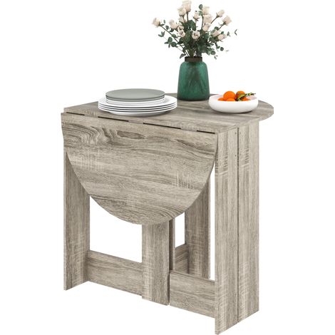 Space-saving Drop Leaf Table, Folding Dining Table Small Space, Kitchen, Dining Room, Grey (1/5)
