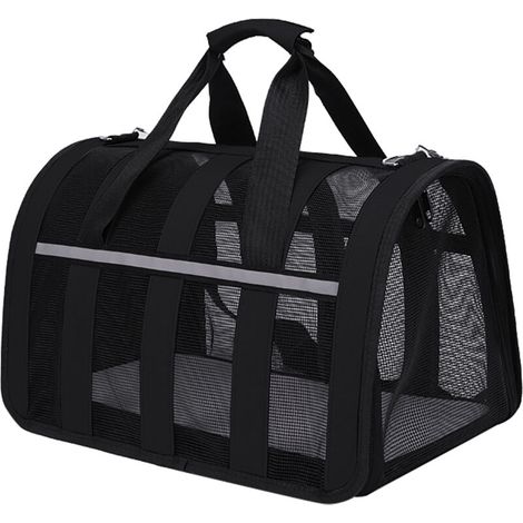 Sac de transport pliable en tissu Oxford imperméable et respirant pour chats et chiens, noir, taille M (1/5)