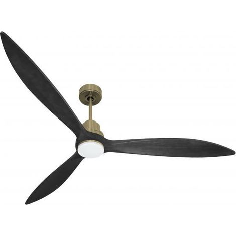 Tenerife - Super destratificateur et ventilateur DC 166 cm Laiton pales bois noir avec Lumière 30 à 60 m² (1/5)