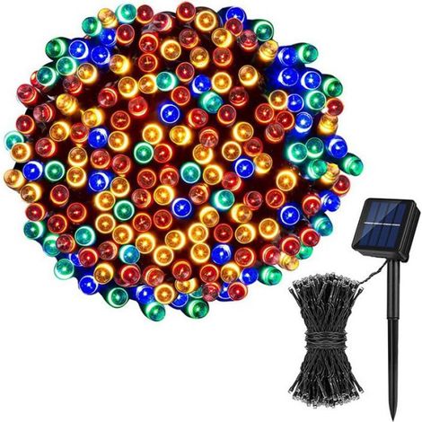 Guirlande lumineuse de Noël solaire étanche, 8 modes d'éclairage, pour sapin de Noël extérieur, 5 m, 20 LED multicolores (1/4)