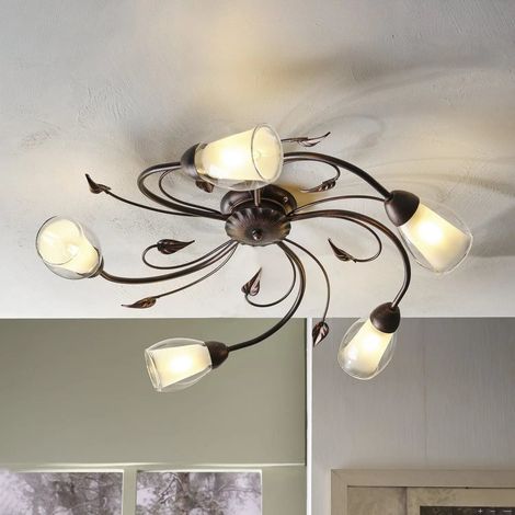 [NEUWERTIG] B-Ware Liliana Deckenleuchte Lampe Metall Schwarz Rotgold Wohnzimmer Esszimmer Glas