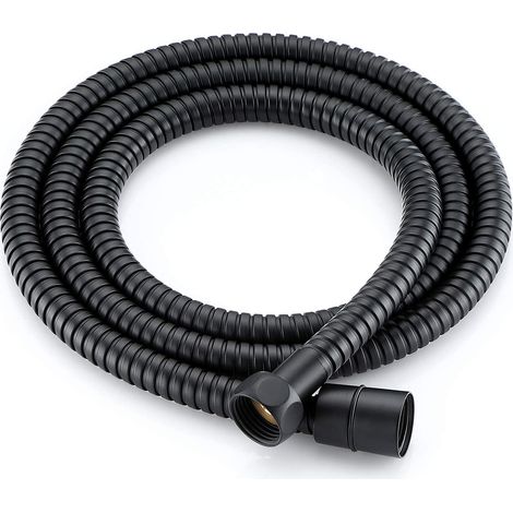 Edelstahl-Duschschlauch, flexibler Duschschlauch, 1,5 Meter, verdrehsicher, für Handbrause und Kopfbrause, Schwarz (1/5)