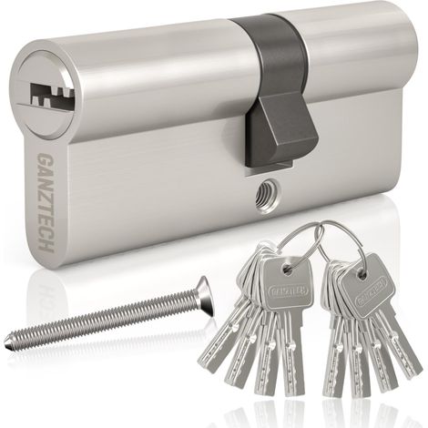 30/55(85mm) Serrure de barillet de porte en nickel,clé à clé avec 8 clés à fossettes horizontales,serrure à cylindre euro en Alliage d’aluminium,Applicable à composites et UPVC (1/5)