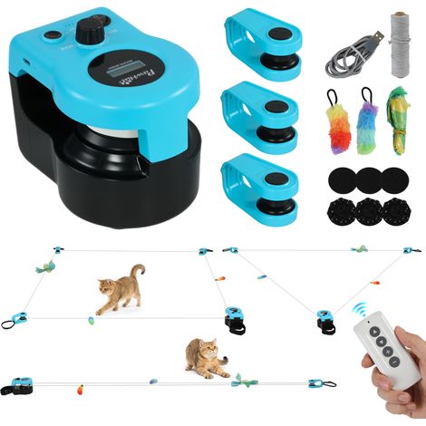 Jouet pour chat automatique/télécommandé avec vitesse réglable et parcours personnalisables, noir (1/5)