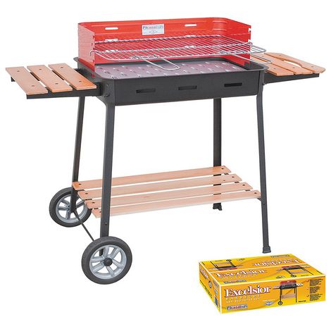 Barbecue in Acciaio a Carbone con Ruote - Excelsior - 63x43xh88 cm (1/4)