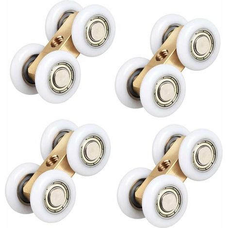 All copper bathroom hanging pulley bathroom glass sliding door waterproof bearing hanging wheel bathroom sliding door small copper four wheels, (4pcs) (1/4)