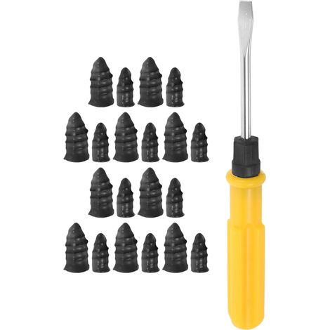 20 Clous en Caoutchouc pour réparation de Pneu de Voiture et Moto,avec Tournevis, Clous en Caoutchouc de Pneu sous Vide, Clou reparation pneu Convient aux Voitures, Motos(10 S+10 L) (1/5)