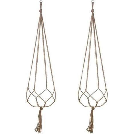 Lot de 2 Suspension Plante pour Pot de Fleurs Cache-Pots Suspension en Corde Suspension Plante Macramé Porte Décoration pour Interieur et Extérieur Suspendue Décoration Balcon Maison (122cm) (1/5)