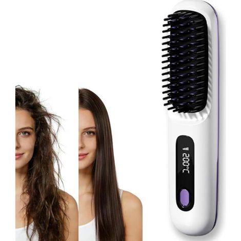 Brosse Coiffante - Cheveux Courts - 3 Températures Réglables - Chauffage Rapide - Effet Volume et Lissage - Blanc - 1 Pièce (1/5)