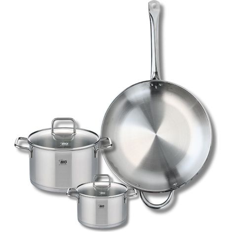 Ensemble de 1 Poêle de cuisson 32 cm et 2 faitouts 14 et 20 cm Elo Profi Citrin (1/5)