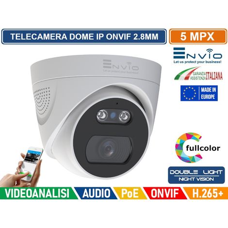 TELECAMERA DOME IP DOUBLE LIGHT FULL COLOR 5M POE ONVIF H.265+ VISIONE NOTTURNA A COLORI E SU ALLARME AUDIO BIDIREZIONALE ANALISI VIDEO (1/2)