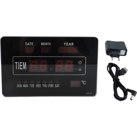 Horloge Calendrier Électronique Aluminium Affichage Température Grand Écran Design Élégant pour Bureau et Salon (1/5)