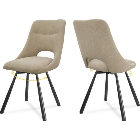 Esszimmerstühle 2er Set drehbar 360°, Khaki Kaschmir-Stoff, ergonomisch (1/5)