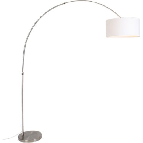 Arc Lamp Steel Fabric Lampshade White 50/50/25 Adjustable - XXL
