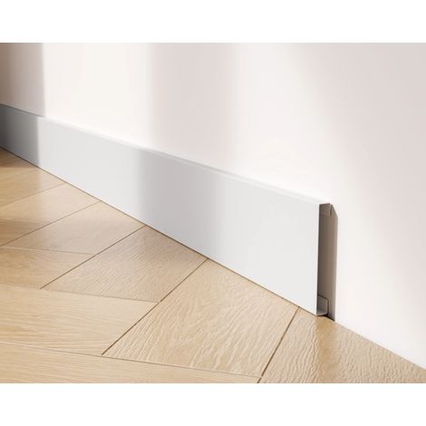 Sockelleiste FC aus Edelstahl 80 mm x 2700 mm - Weiß Mattiert