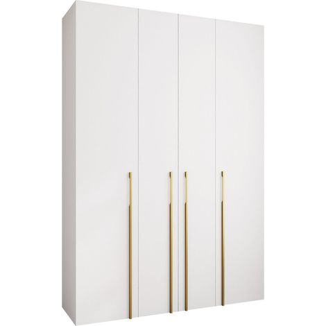 Armoire Hartford 570, Blanc, 246x170x52cm, Portes d'armoire: Avec des charnières, Nombre d'étagères: 0 (1/5)