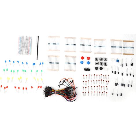 Kit de démarrage électronique : planche de test LED, résistance, condensateur, buzzer, circuit pour débutant (1/5)