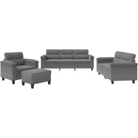 Maison Exclusive - Set Divani 4 pz con Cuscini Grigio Scuro in Tessuto Microfibra