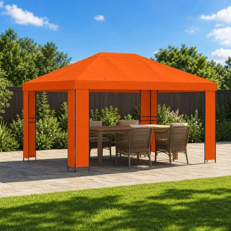 Tonnelle de Jardin Pavillon 4 x 3 m en Acier et Polyester Résistant à l'eau Orange - PANGIVO (1/5)