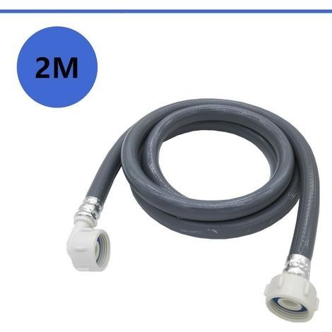 Tuyau d'eau Machine à Laver Rallonge de Tuyau d'arrivée de 2 m Tuyau d'eau, 25 mm Angle 3/4 Pouce / Tuyau d'entrée d'eau Droit, pour Lave-vaisselle, Machines à Laver (1/5)