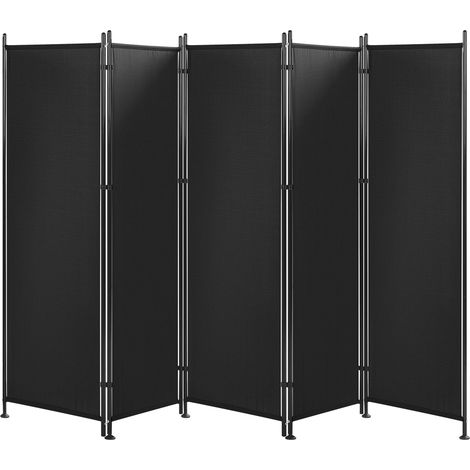 Paravent Séparateur de Pièce 5 Volets en Tissu Noir 270 x 170 cm pour Intérieur au Design Moderne Beliani (1/5)