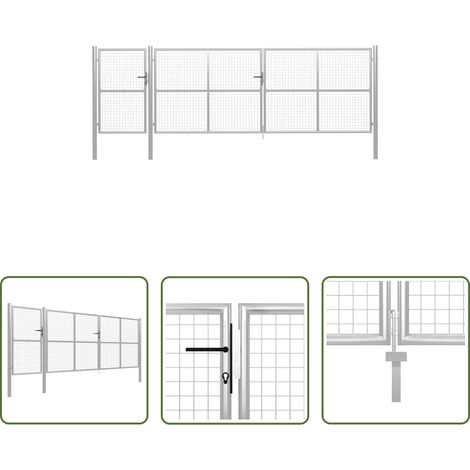 vidaXL Gartentor Silber - Gartentor aus Stahl 500 x 150 cm Silber (1/5)