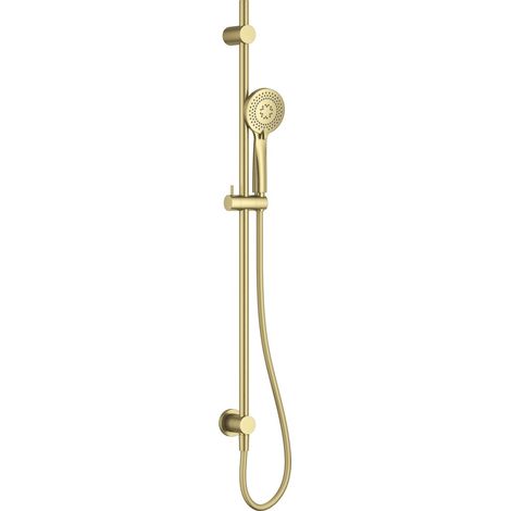 Ensemble de douche avec barre coulissante et douchette à 3 fonctions, finition or brossé - Arvo (1/4)